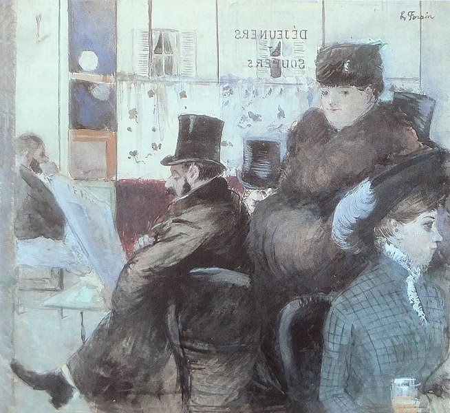 Wnętrze kawiarni namalowane przez jednego z bywalców, Jean-Louis Foraina, o nim też piszę w „Balu”. (Obraz z Musée d’Orsay)